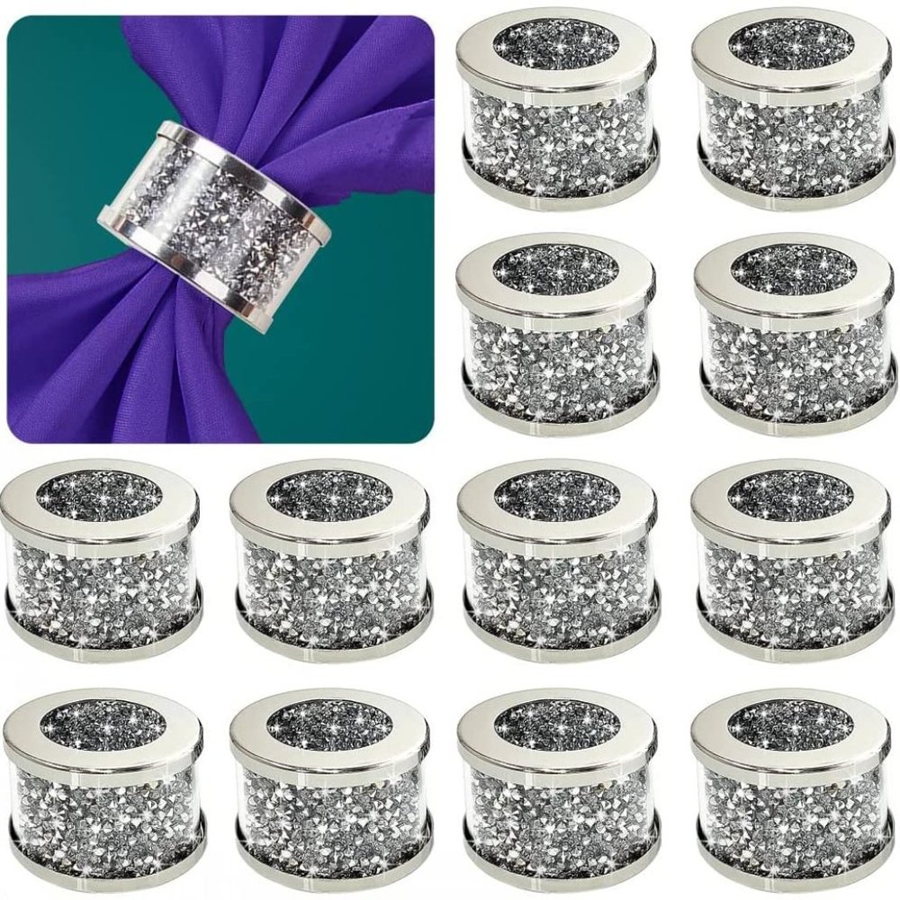 NWT Sparkling Bling Crystal Rhinestone Dinner Napkin Rings Place Setting